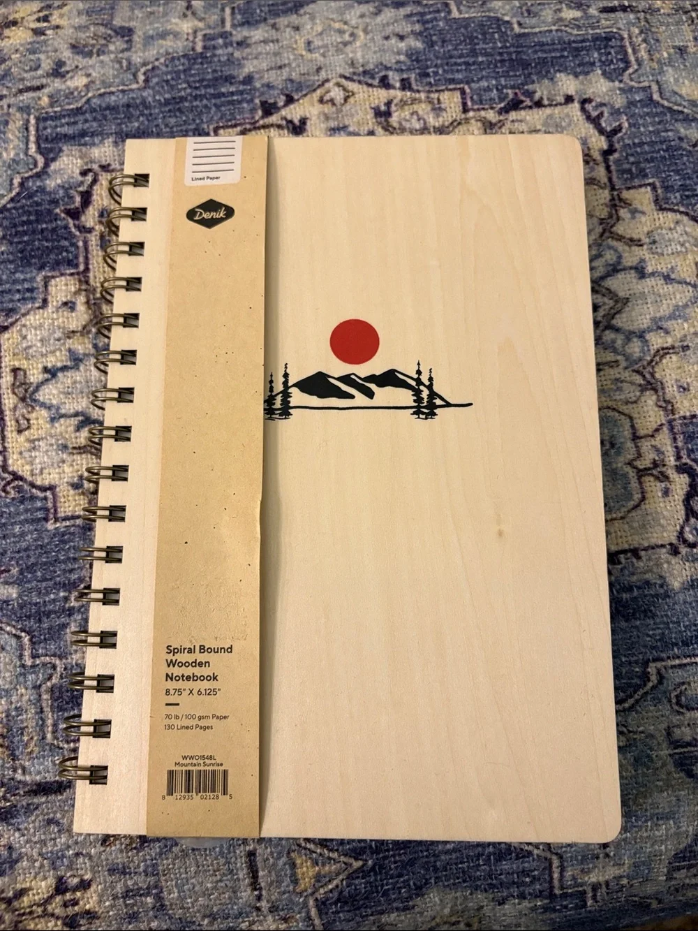 Wooden Spiral Notebook in Natural with Red Accent